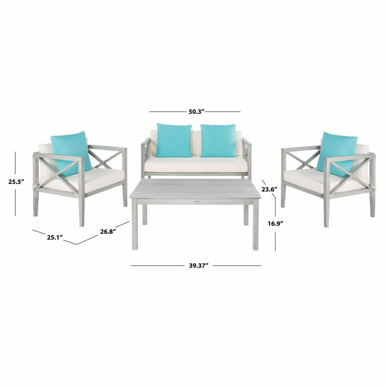 Safavieh Nunzio 4 Piece Outdoor Set with Accent Pillows