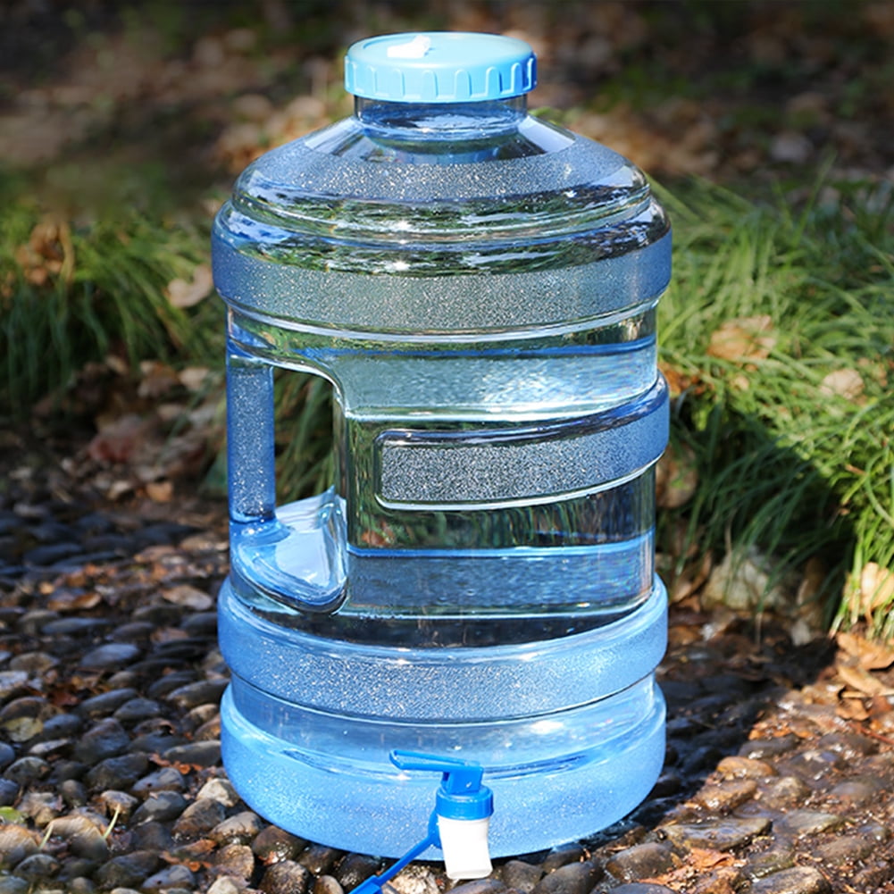 HBASD Pure Water Bucket with Spigot - 5 gal Portable Jug with Handle - Large Capacity Camping Water Storage for Outdoor Hiking (Blue)