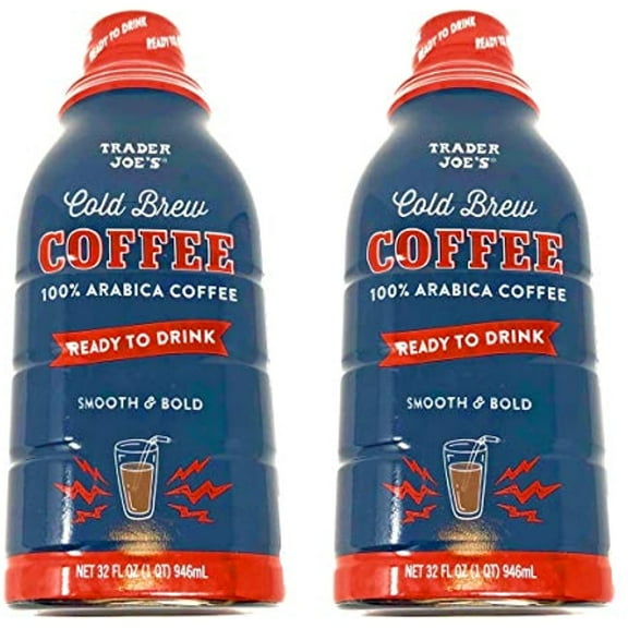 Tj Cold Brew Coffee 100% Arabica Ready To Drink - Pack Of 2 Bottles - 32 Fl Oz Per Bottle