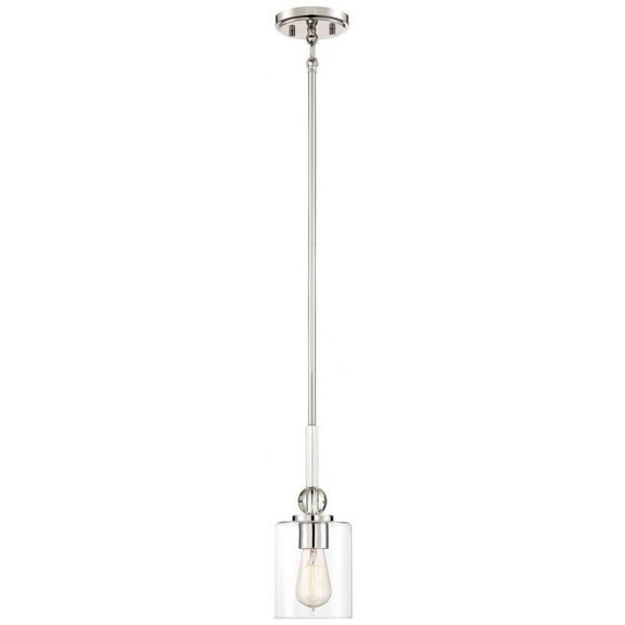 1 Light Mini Pendant in Transitional Style 12.25 inches Tall By 5 inches Wide-Polished Nickel Finish Bailey Street Home 57-Bel-2560765