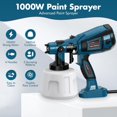thumbnail image 2 of Paint Sprayer 1000W High Power Electric Spray Paint Gun with Adjustable Spray Width Knob,1400ML Container,4 Nozzles & 3 Patterns,Easy to Clean for Furniture Cabinets House Painting Blue, 2 of 13