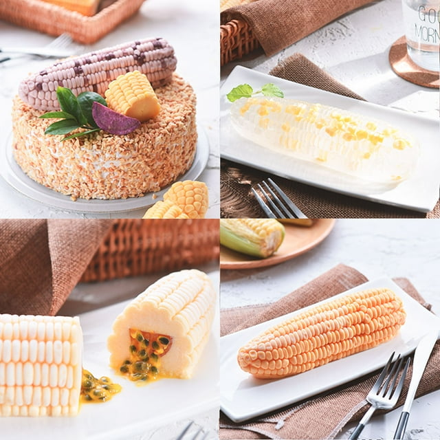 AMONIDA Popsicle Molds, Ice Pop Molds 3D Corn Shaped Mousse Cake Mold DIY Homemade Ice Cream Maker Pudding Chocolate Silicone Mould Baking Tools For Home Summer