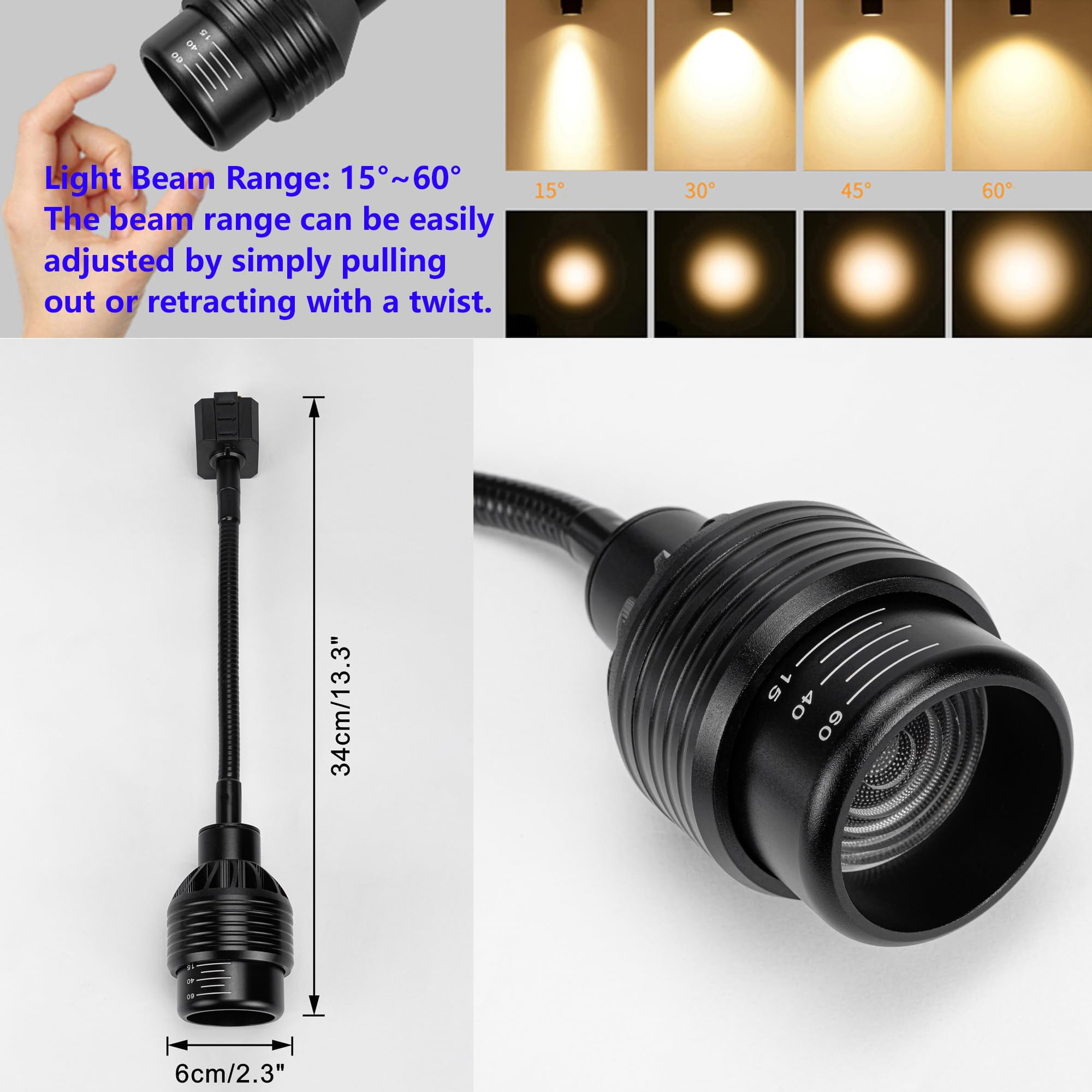 KAYYELAMP Juno System Adjustable Angle Flexible Track Lighting 7W Dimmable Remote Spot Light Vintage Design Focus Lighting for Wall Painting Gallery Loft
