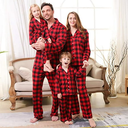 

Family Christmas Pajamas Matching Sets Long Sleeve Christmas Plaid Pjs Striped Holiday Sleepwear Homewear
