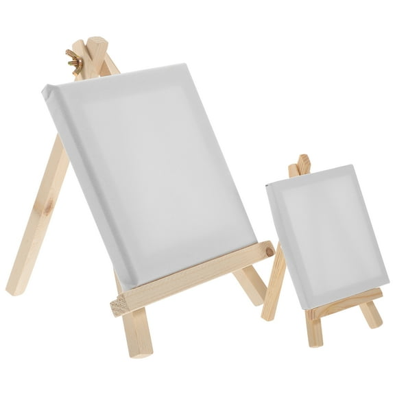 OUNONA  2 PCS Canvas Tripod Wooden Easel Table Small Portable