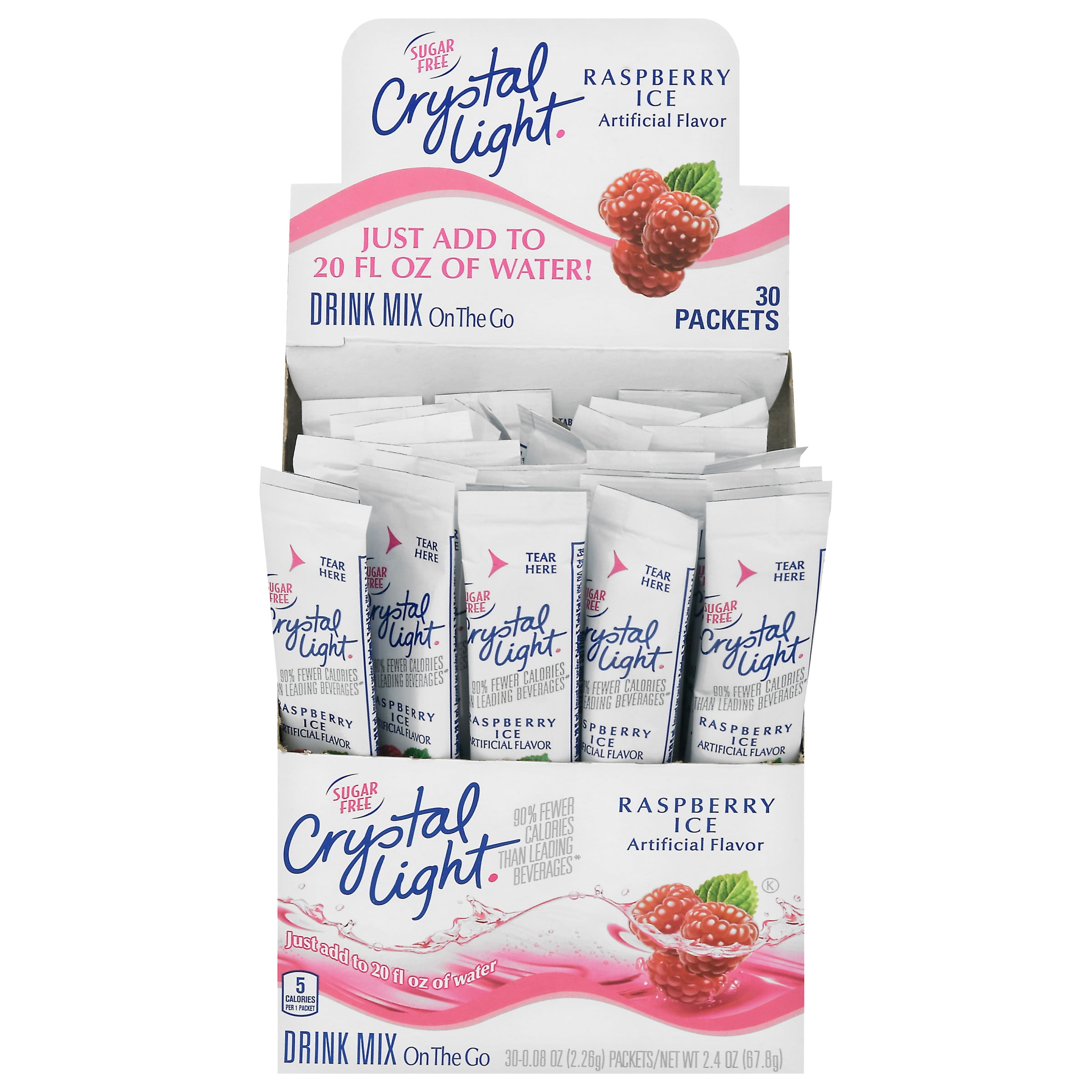 Crystal Light Flavored Drink Mix, Raspberry Ice, 30 .08oz Packets/Box