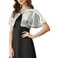 thumbnail image 4 of MODA NOVA Sequin Shrug Bolero for Juniors Flared Sleeve Crop Sparkly Glitter Jacket Silver XS, 4 of 5