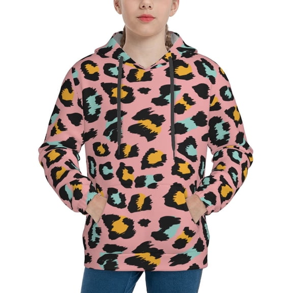 Kdxio Leopard Pattern Boys Athletic Unisex Boys Girls Hoodie with Pocket Sweatshirts-Small