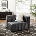 thumbnail image 2 of Modular Sofa Chair, Grey Gray Black, Velvet, French Living Lounge Cafe Lobby Hospitality Restaurant, Modern Contemporary Boutique HB33734, 2 of 6
