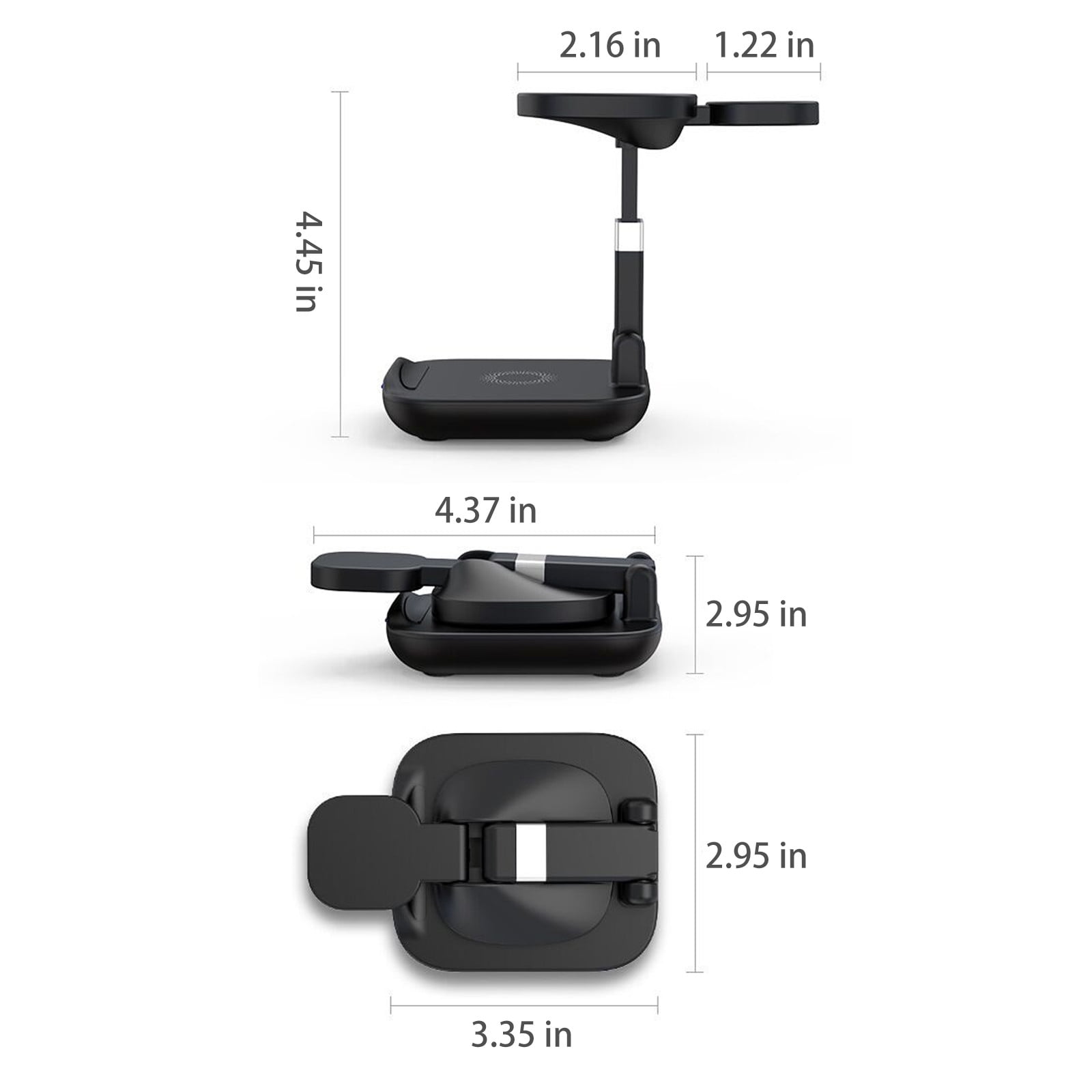 HOZVOMI Foldable Wireless Charging Station - 3-in-1 15W Magnetic Charger for Phone, Watch, Earbuds - Black