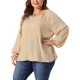 thumbnail image 4 of Blusa casual elegante de mujer talla grande Agnes Orinda con mangas largas abullonadas, escote en V y puños con volantes 4X color beige oscuro, 4 of 5