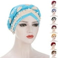 thumbnail image 6 of Dress Choice Women Turban Cap Beaded Headscarf Beanie Pre-Tied Twisted Braid Wrap Hat Faux Pearl Headwrap Hats for Women Girls, 6 of 8