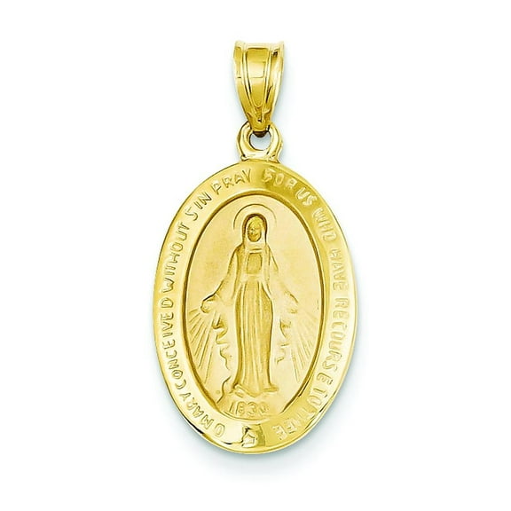 14K Yellow Gold Miraculous Medal Pendant Charm