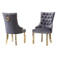 thumbnail image 1 of Double Tufted Gray Velvet Side Chairs with Gold Stainless Steel Legs, 1 of 2