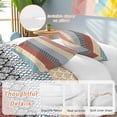 thumbnail image 2 of 3 Piece Boho Orange Duvet Cover Set Queen Size,Microfiber Comforter/Quilt Cover with Corner Ties and 2 Pillowcases,Yellow Geometric Stripes Turquoise Bohemia All Season Bedding with Zipper Closure, 2 of 8