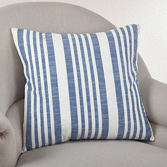 Fennco Styles 20-inch Nautical Striped Down Filled Throw Pillow, 3 Colors (French Blue)
