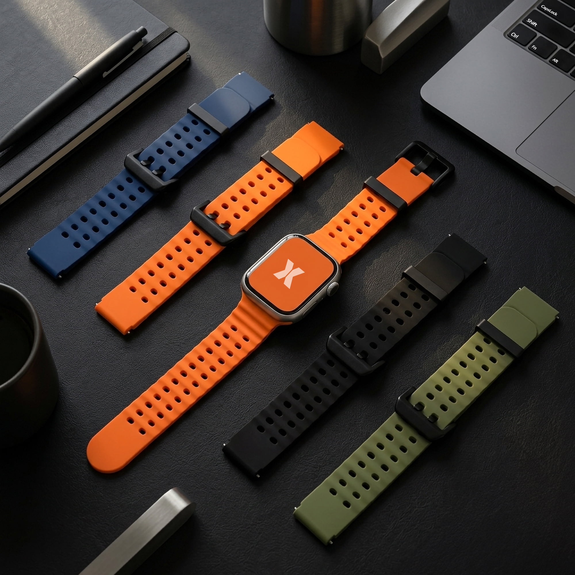 Xtreme 4-Pack Performance Loop Bands for Apple Watch Series 1-10 and Ultra 2, Waterproof Silicone Sport Watch Bands, Assorted Colors