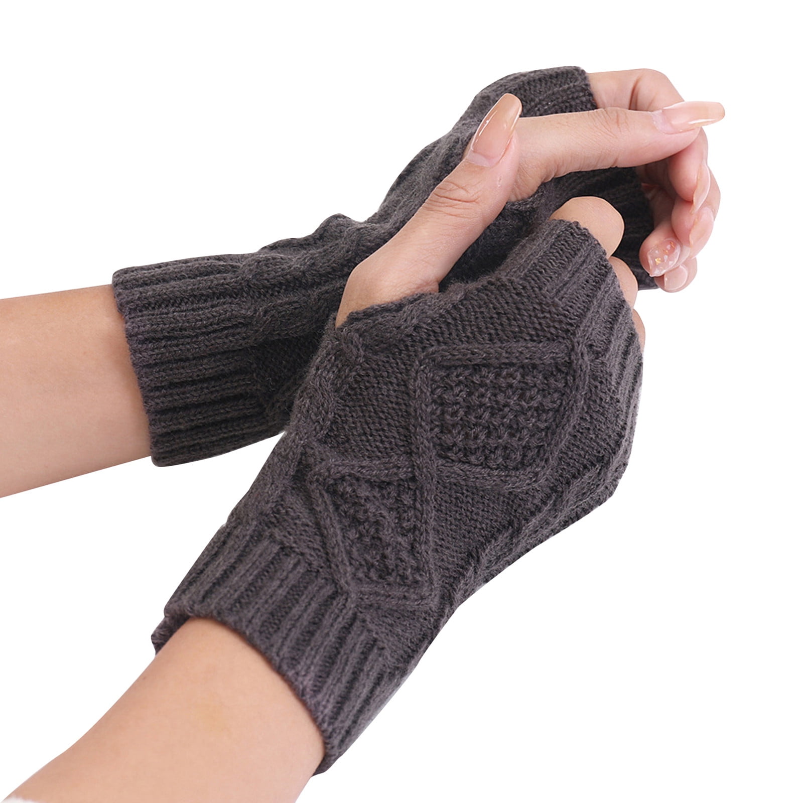 CHGBMOK Clearance Women's Winter Fingerless Thermal Gloves, Knitted Gloves  With Thumb Holes