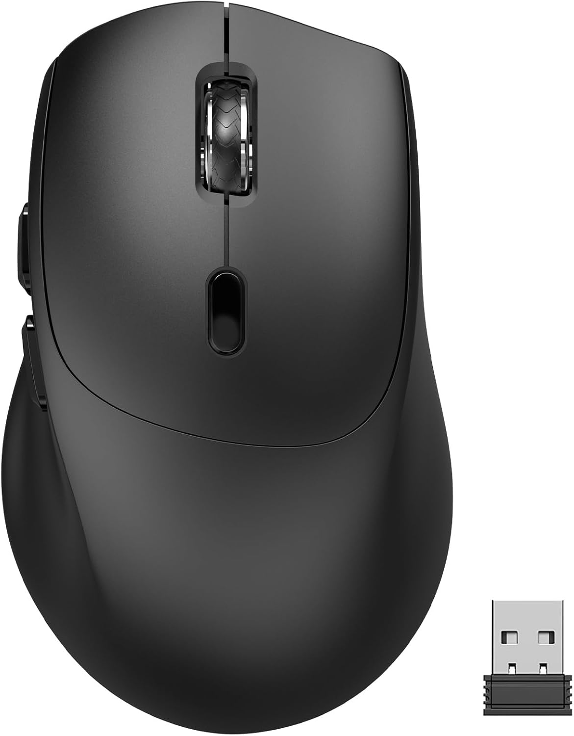 Wireless Mouse for Laptop, PC, Chromebook, Mac, MacBook, Notebook, Quiet Click, Ergonomic Design, 3 Levels Adjustable DPI, Side Buttons, USB Receiver, 2.4G Cordless Optical Computer Mice - Black