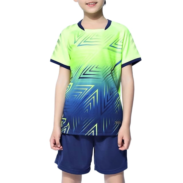 Ensemble d'Entraînement Sportif pour Enfants, Haut à Manches Courtes et Short, Tissu Polyester, Motif Floral, Couleur Bleue, Taille 2TG, pour Fête d'Anniversaire Ou Tenue Décontractée