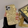 thumbnail image 2 of iPhone 14 Plus Glitter Case, Fashion Bling Glitter Gold Cute Soft Silicone Tin Foil 3D Pleats Women Girls Shockproof Soft Case Cover for iPhone 14 Plus, 2 of 8