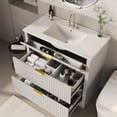 thumbnail image 3 of Modern Fluted Bathroom Vanity with Basin – Freestanding Bath Cabinet, 2 Drawers & Turn over-Down Drawer, Easy to Assemble & Clean, Single Basin Vanity Set, Walnut, 30 Inches, 3 of 9