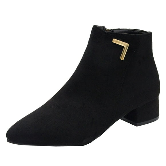 B91xZ Womens Fall Winter Boots Low Heel Chunky Ankle Boots Winter Shoes,Black 9