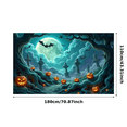 thumbnail image 6 of Spooky Design Halloween Banner Full Moon Graveyard Jack-o'-Lantern Atmospheric Scene for Halloween Party Outdoor Indoor Decoration, 6 of 9