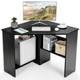 thumbnail image 1 of Ginatex Corner Computer Desk, Space-saving Triangular Writing Desk, Multi-functional Console Table for Small Space in Home Office, Black, 1 of 8