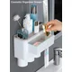 thumbnail image 4 of Juego de dispensador automático de pasta de dientes, 3 ranuras para cepillos de dientes con cubierta a prueba de polvo, 3 tazas, 4 of 5