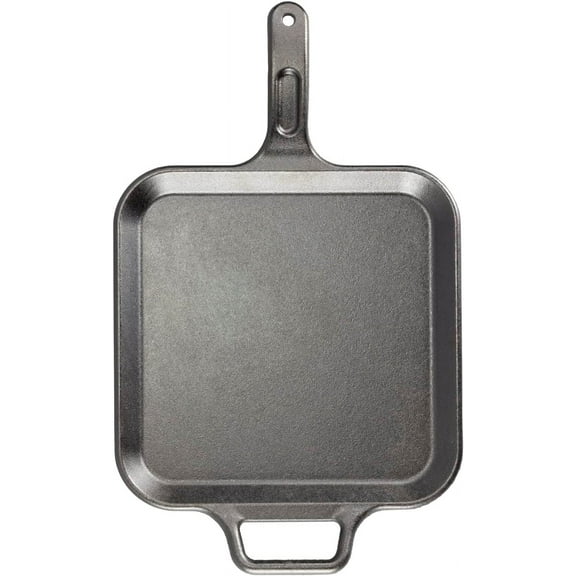 BOLD 12 Inch Seasoned Cast Iron Square Griddle, Heat Retention Cookware