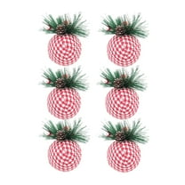 LanSuare 6Pcs Christmas Plaid Ball Ornaments,3.14Inch Multicolour Buffalo Plaid Fabric Ball Ornaments with Pine Cones and Berries, for Christmas Tree, Festive Decor