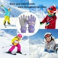 thumbnail image 4 of Winter Gloves, Kids Thermal Gloves Five Finger Design Outdoor Activities Skiing Cold Weather(Purple,M), 4 of 5