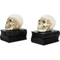 thumbnail image 6 of Vintage Style Skull on Black Stacked Books Bookends - Novelty Resin Skeleton Human Head Statue Halloween Décor - Book Supports, 1 Pair, 6 of 7