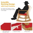 thumbnail image 3 of Patiojoy Outdoor Rocking Chair Acacia Wood Armrest Cushioned Sofa W/Removable High-Density Cushion for Garden Red, 3 of 7