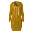 thumbnail image 3 of POIUYTR Women's Long Zip Up Hoodie Winter Fleece Jacket Oversized Tunic Sweatshirt Open Front Cardigan Coat Fall Outerwear with Pockets, 3 of 4