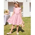 thumbnail image 6 of Arshiner Girls Spring Summer Dresses Flutter Sleeve A-line with Belted Pockets Casual Party Dress, 6 of 6
