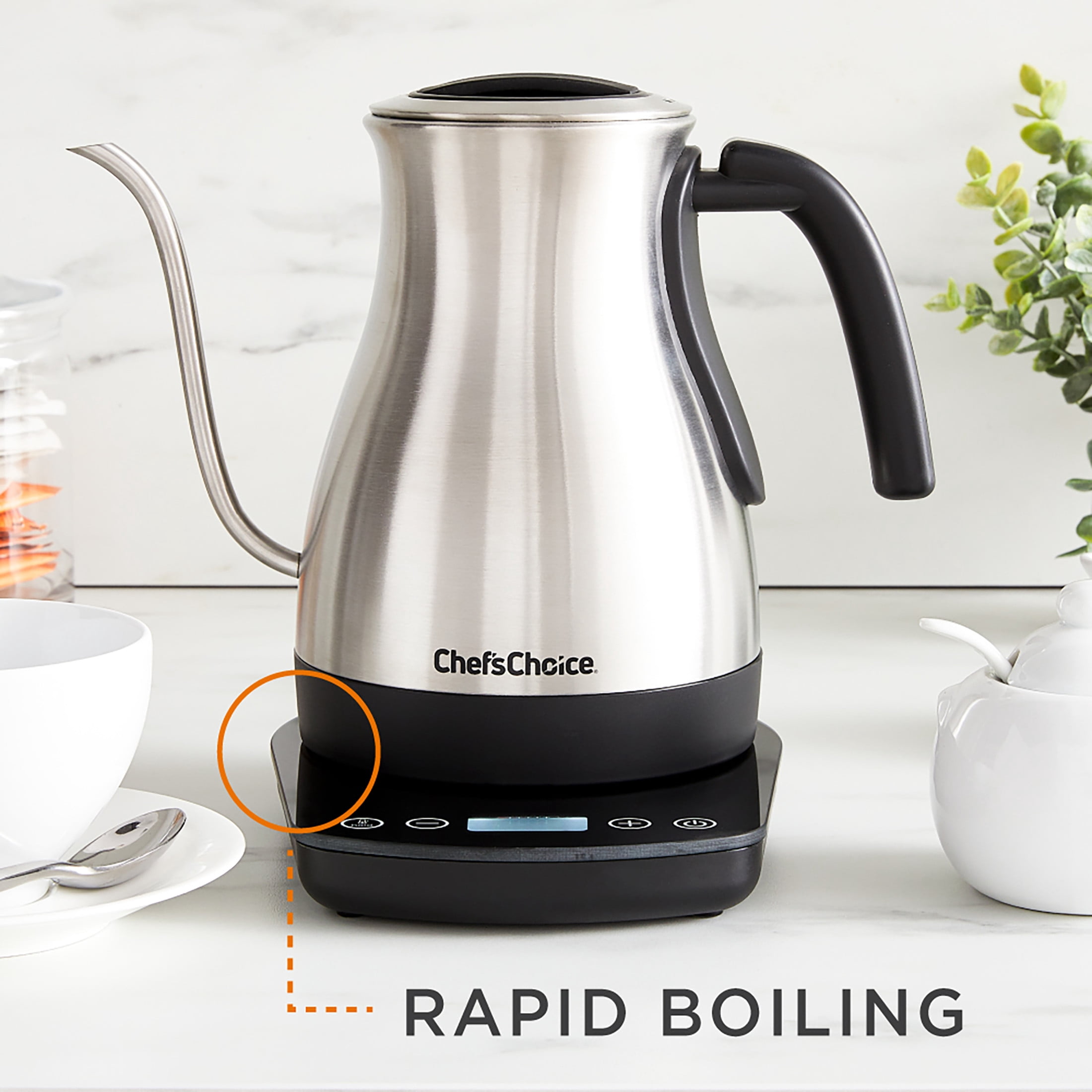 Chef'sChoice Electric Gooseneck Pour Over Kettle with Digital Touchscreen Control, 1 Liter Capacity, in Brushed Stainless Steel (KTCC1LSS13)