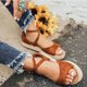 thumbnail image 1 of Moda mujer gente zapatos casuales de suela gruesa sandalias casuales de tacón de cuña hueca Wmkox8yii  shjk4363, 1 of 6