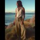 thumbnail image 5 of Pantalones de Rayas de Tiro Bajo para Mujer, Vaqueros Bohemios de Pierna con Cordón Ajustable, Tendencia 2025 Amarillo L, 5 of 9
