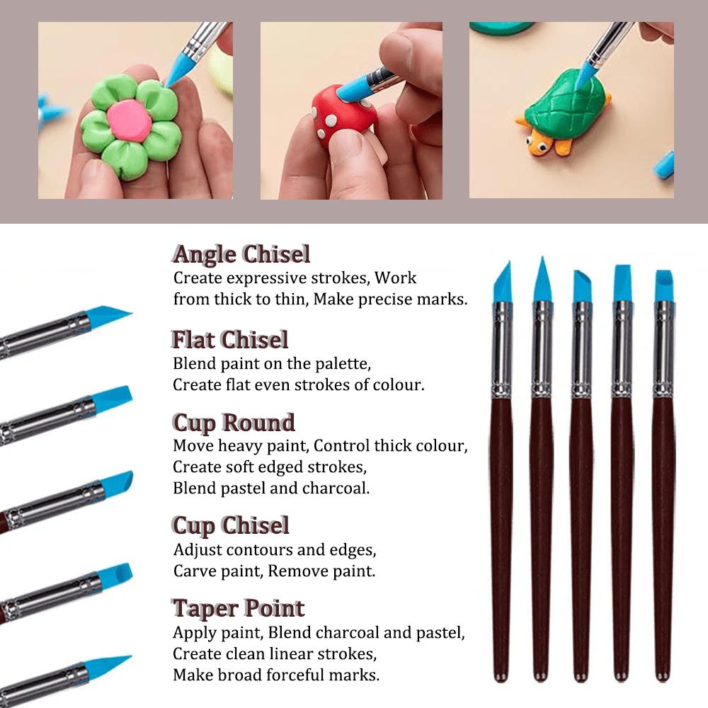 Tonsiki 61pcs Ceramic Air Dry Clay Tool Carving Set, Pottery Polymer Clay Tool Sculpting Kit For Adult & Kid DIY Art Craft