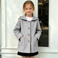 thumbnail image 4 of Girls Trench Coats Hooded Cute Windproof Wool Blend Peacoats Kid Girls Winter Jackets (Light Gray), 4 of 6