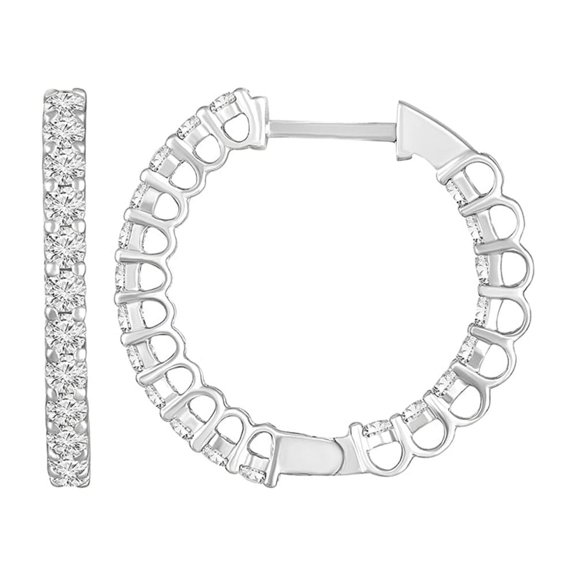 Araiya Fine Jewelry 10K White Gold Lab Grown Diamond Hoop Earrings (1 cttw, E-F Color, VS1 Clarity)