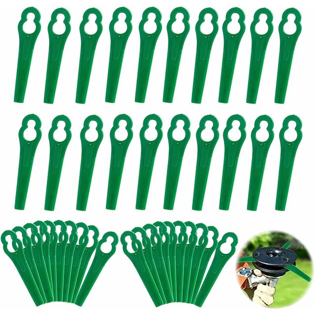100 cuchillas de plástico de repuesto para cortacésped, cuchillas inalámbricas para desbrozadora, cuchillas de repuesto para jardín (L83 verde 0.394 in x 0.197 in) JAMW Sencillez
