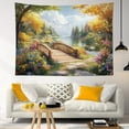 thumbnail image 3 of Forest Floral Tapestry Wall Hanging Yellow Green Tree and Colorful Wildflower Wall Tapestry for Bedroom Aesthetic Nature Landscape River Tapestry for Living Room College Dorm Decor,60x40 inch, 3 of 5