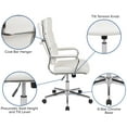 thumbnail image 4 of Merrick Lane White High Panel-Back Ergonomic Office Chair with Padded Chrome Arms Executive Faux Leather Swivel Computer Desk Chair, 4 of 15