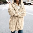thumbnail image 2 of Women Oversized Hooded Sherpa Cardigan Fuzzy Fleece Jacket Winter Open Front Cardigans Outerwear With Pockets, 2 of 8