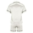 thumbnail image 5 of wcjm I Womens Pajamas Set Button Down 2 Piece Satin Shorts Set Ruffle Notch Collar Sleepwear, 5 of 6