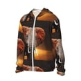 thumbnail image 2 of Pofeuu Elephant Sunset in Kenya Print Sun Protection Outdoor Lightweight Full Zip UV Cooling Hoodie Long Sleeve Summer Clothing for Outdoor Hiking-Large, 2 of 5