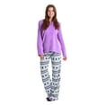 thumbnail image 2 of Just Love Womens Plush Pajama Pant Set with Matching Socks  Fun, Cozy Sleepwear with Sayings (Purple - Heart Snowflake, Medium), 2 of 5